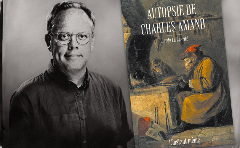 Le professeur Claude La Charité présente son nouveau roman, « Autopsie de Charles Amand ». (Photo : Yves Lavoie)