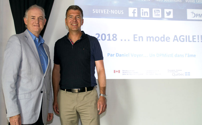 Philippe Horth, adjoint au vice-recteur à la formation et à la recherche au campus de Lévis, en compagnie de Daniel Voyer, directeur général de Développement PME.