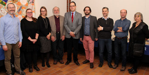 Les professeurs Maxime Gohier, Camille Deslauriers, Roxanne Roy, André Mineau, Claude La Charité, Julien Goyette, Jean-René Thuot, Nicolas Beaudry et Christine Portelance.