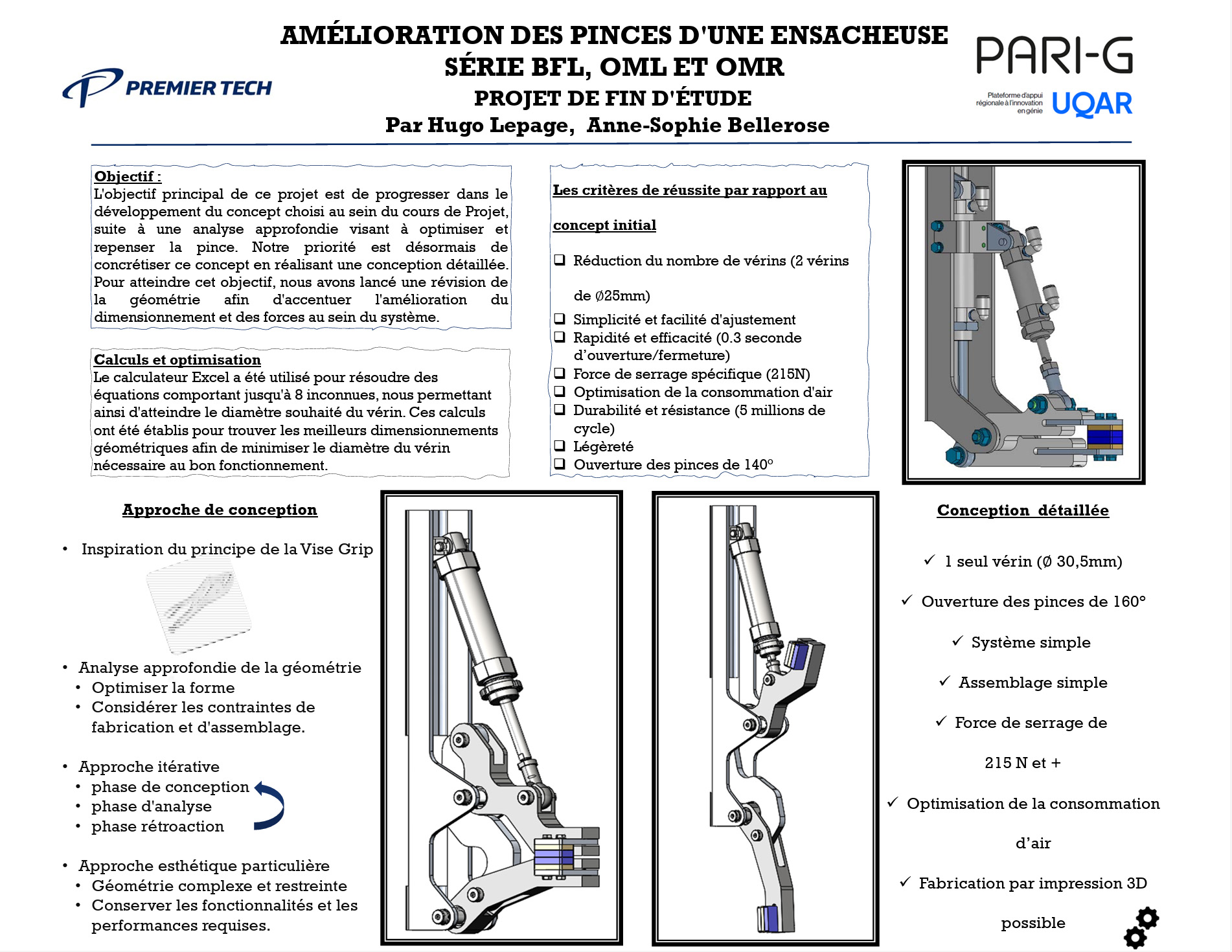 Amélioration et conception des pinces à ensacher, phase 2